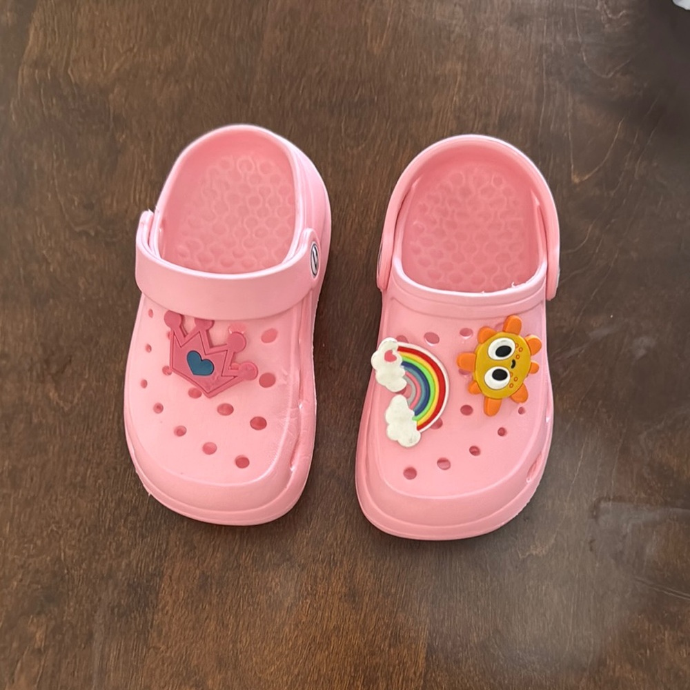 Kids Pink Clog Shoes with Fun Charms